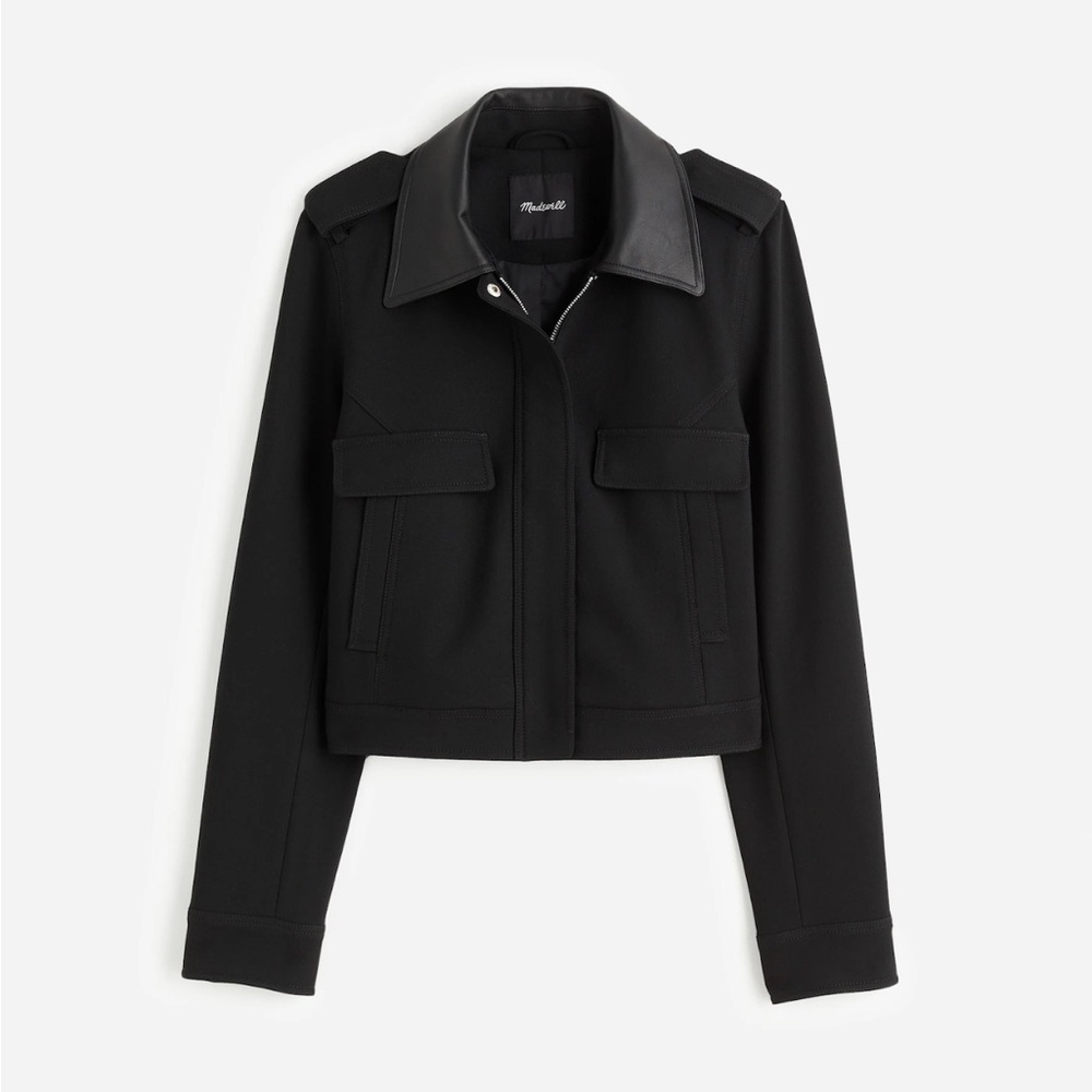 Madewell Shrunken Utility Jacket with Leather Collar
